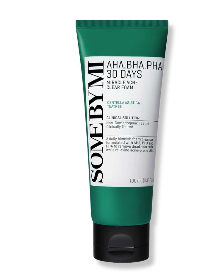 Tube of Some By Mi AHA.BHA.PHA 30 Days Miracle Acne Clear Foam on a white background